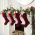 Classic Garnet Red Velvet Handmade Christmas Stocking - 20" - ARCADIA HOME